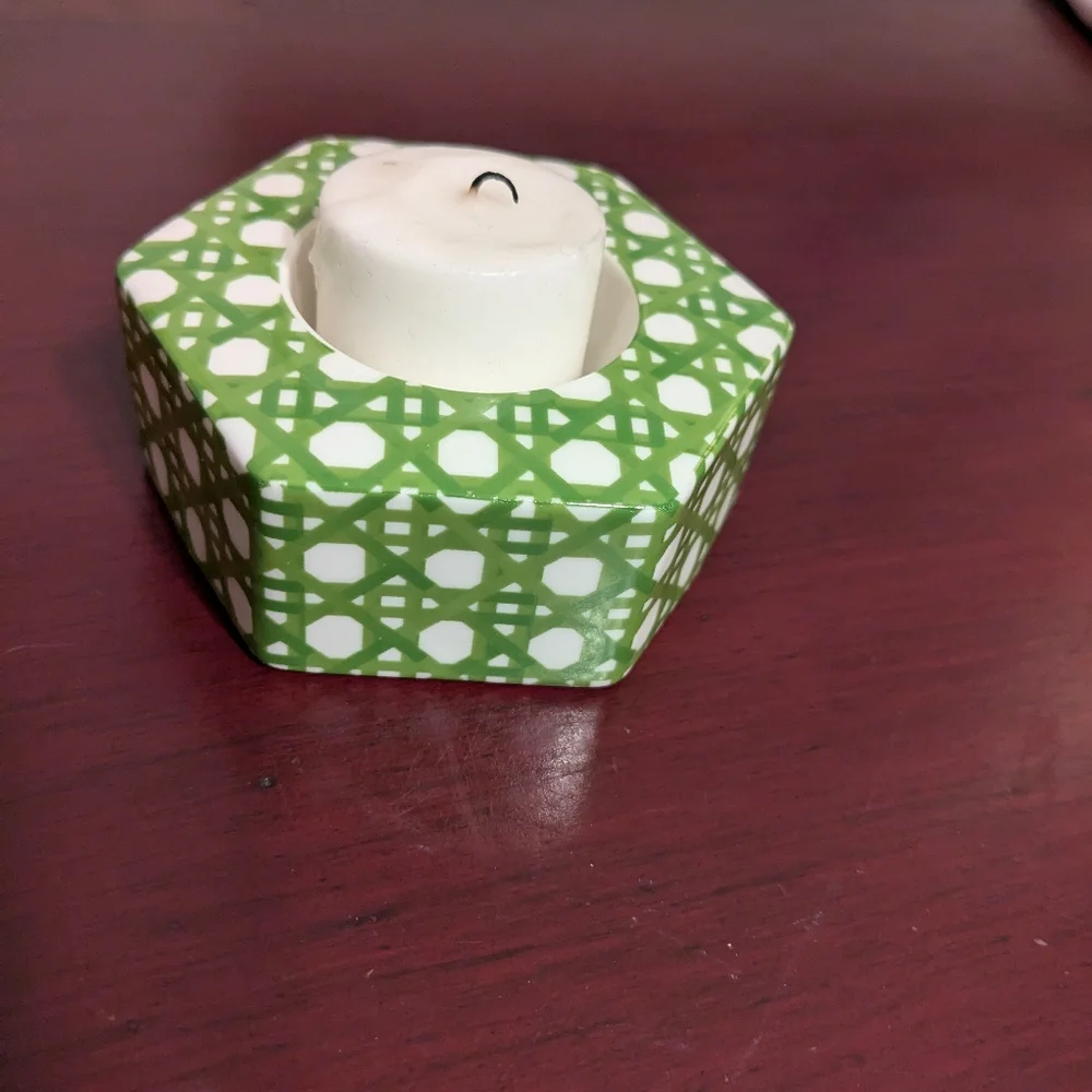 Partylite Ceramics 3 Hexagon Colorful Votive Tealight Candle Holders NEW Box - Picture 2 of 13